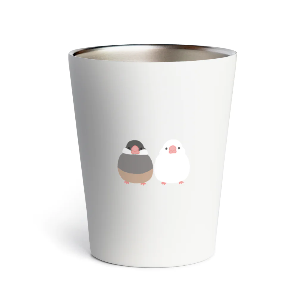 雛乃の文鳥グッズ屋さんの仲良し文鳥さんシリーズ Thermo Tumbler