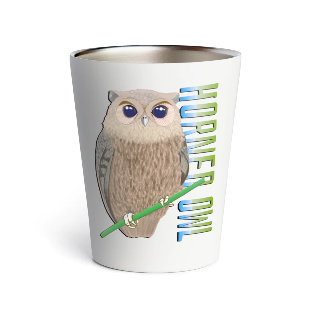 LalaHangeulのHORNED OWL (ミミズク) Thermo Tumbler