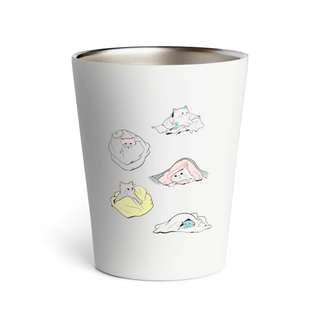 zkzkのくるまれ猫ちゃん（5匹カラー） Thermo Tumbler