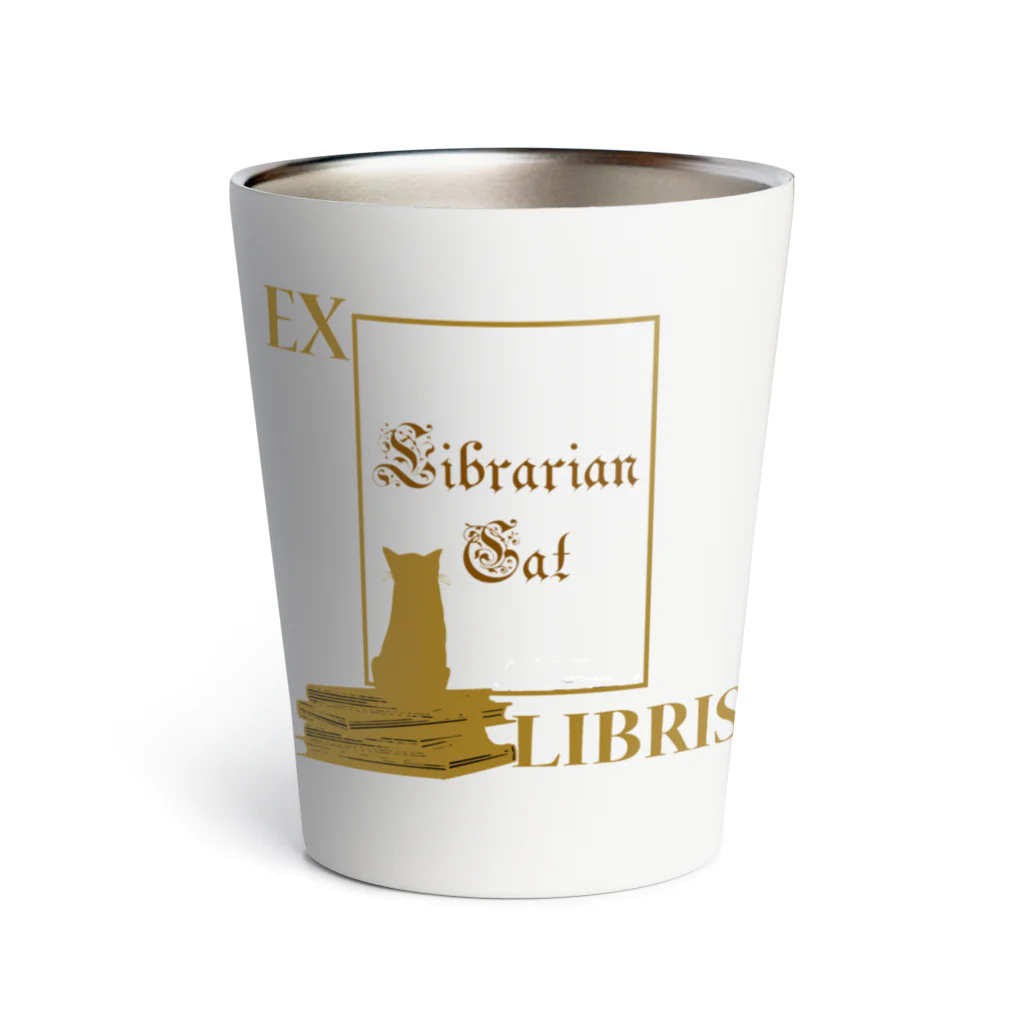 海賊猫 cocoの図書館猫 蔵書印 ♡ Librarian Cat ♡ Ukraine ウクライナ 本と猫 読書 ♡ Donation Items Thermo Tumbler