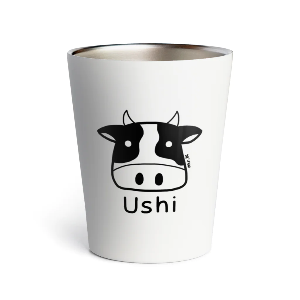 MrKShirtsのUshi (牛) 黒デザイン Thermo Tumbler