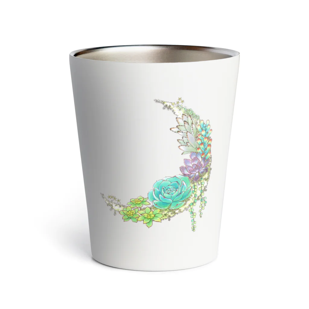 DOTEKKOのT-29 Succulents moon (no font, dark) Thermo Tumbler