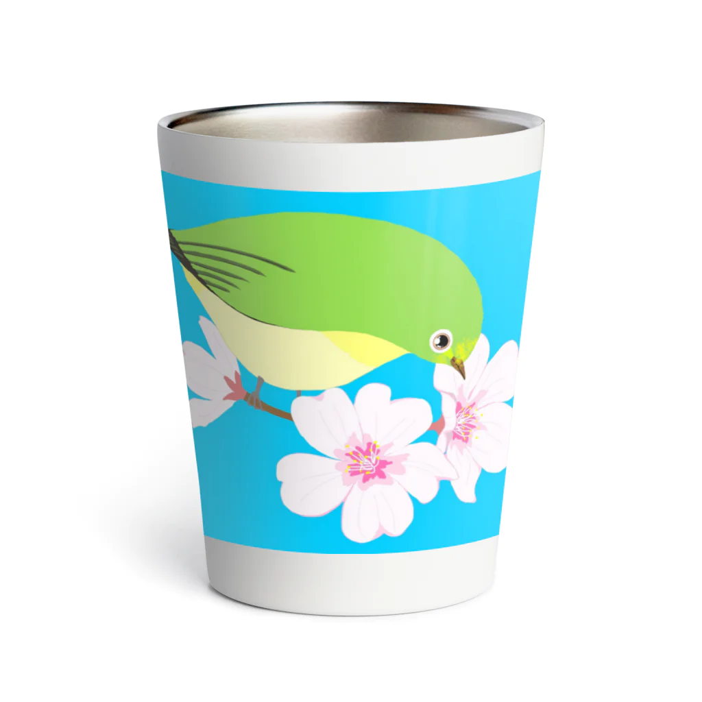 LalaHangeulの桜とメジロさん Thermo Tumbler