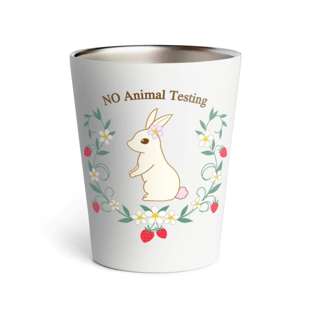 yukichocolatemochiのいちごとうさぎ　No Animal Testing! サーモタンブラー