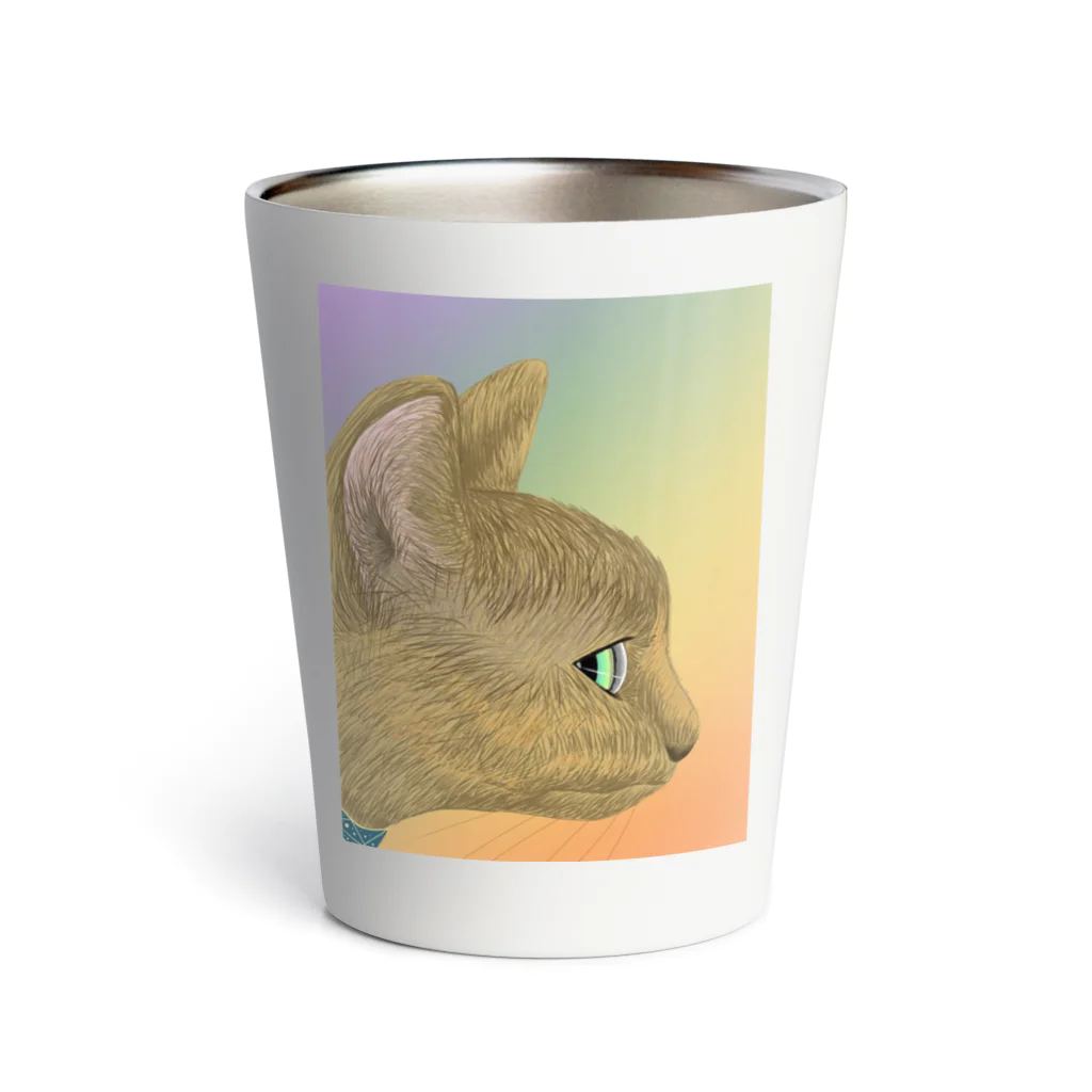 理絵のねこ 虹色 Thermo Tumbler