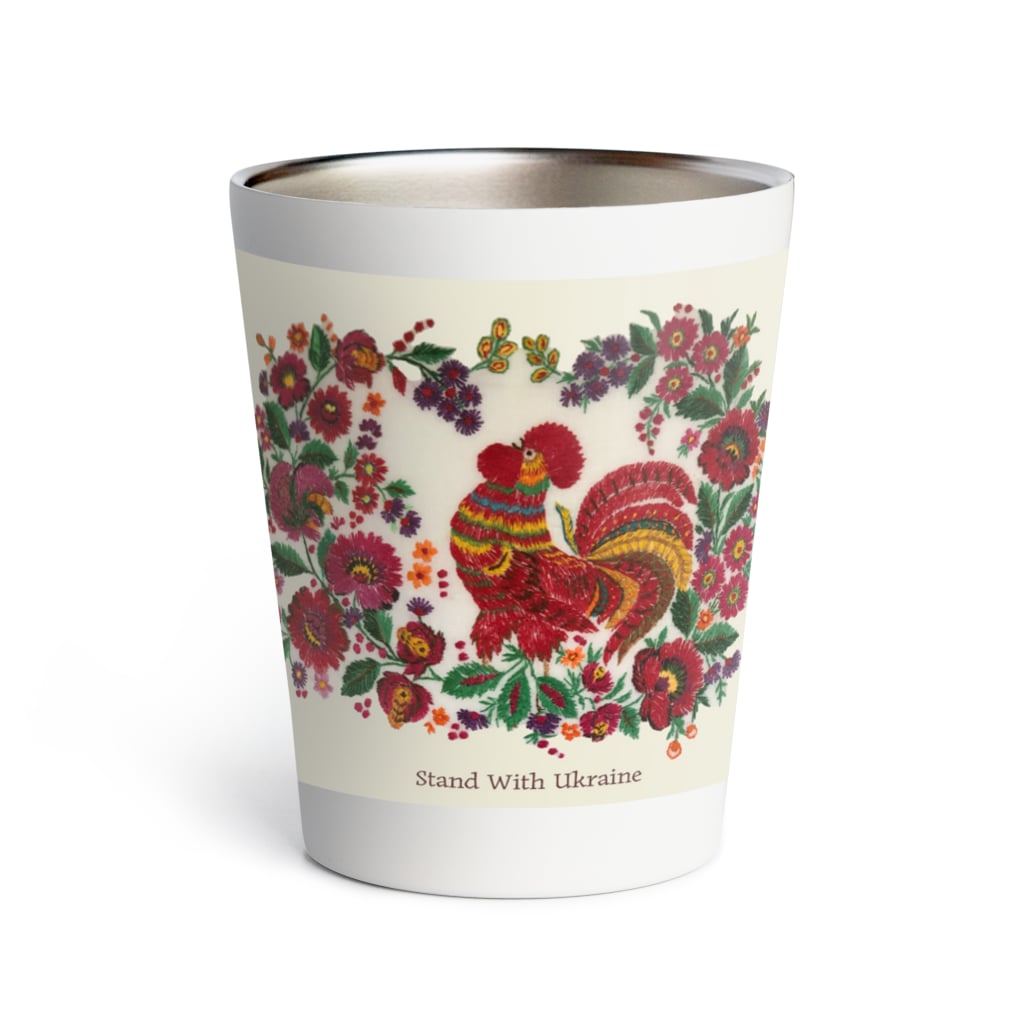 Epika _StandWithUkraineのウクライナのおばあちゃんの刺繍 Thermo Tumbler