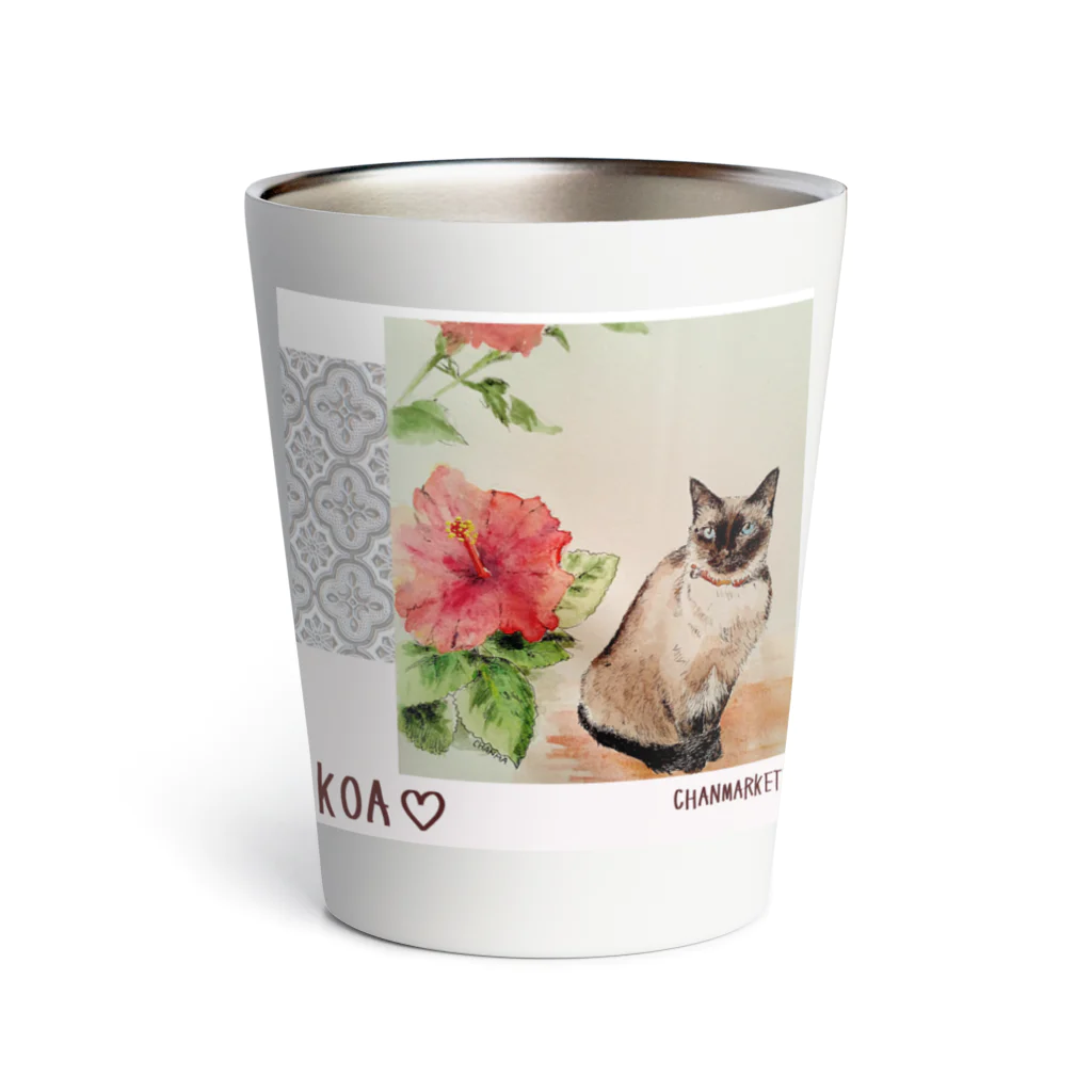 CHANMARKET のハイビスカスとシャム猫コア氏 Thermo Tumbler