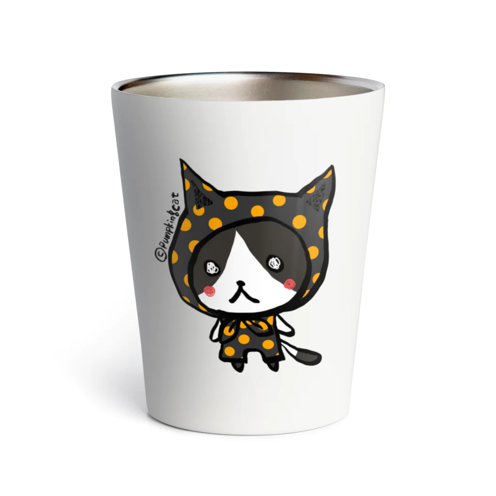 ☆pumpking cat☆のドットほっかむり_neko Thermo Tumbler