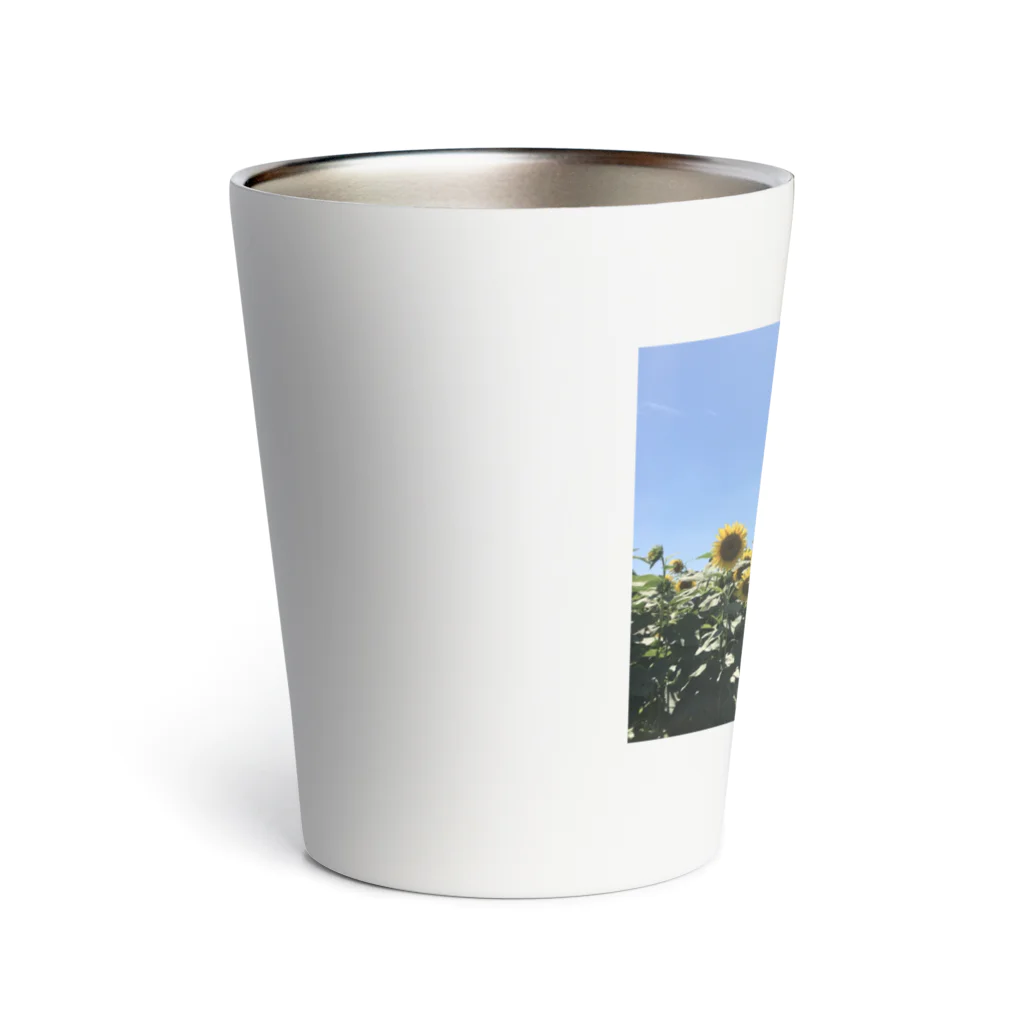 絵心無き者の努力の店小屋の夏空【ひまわり】 Thermo Tumbler