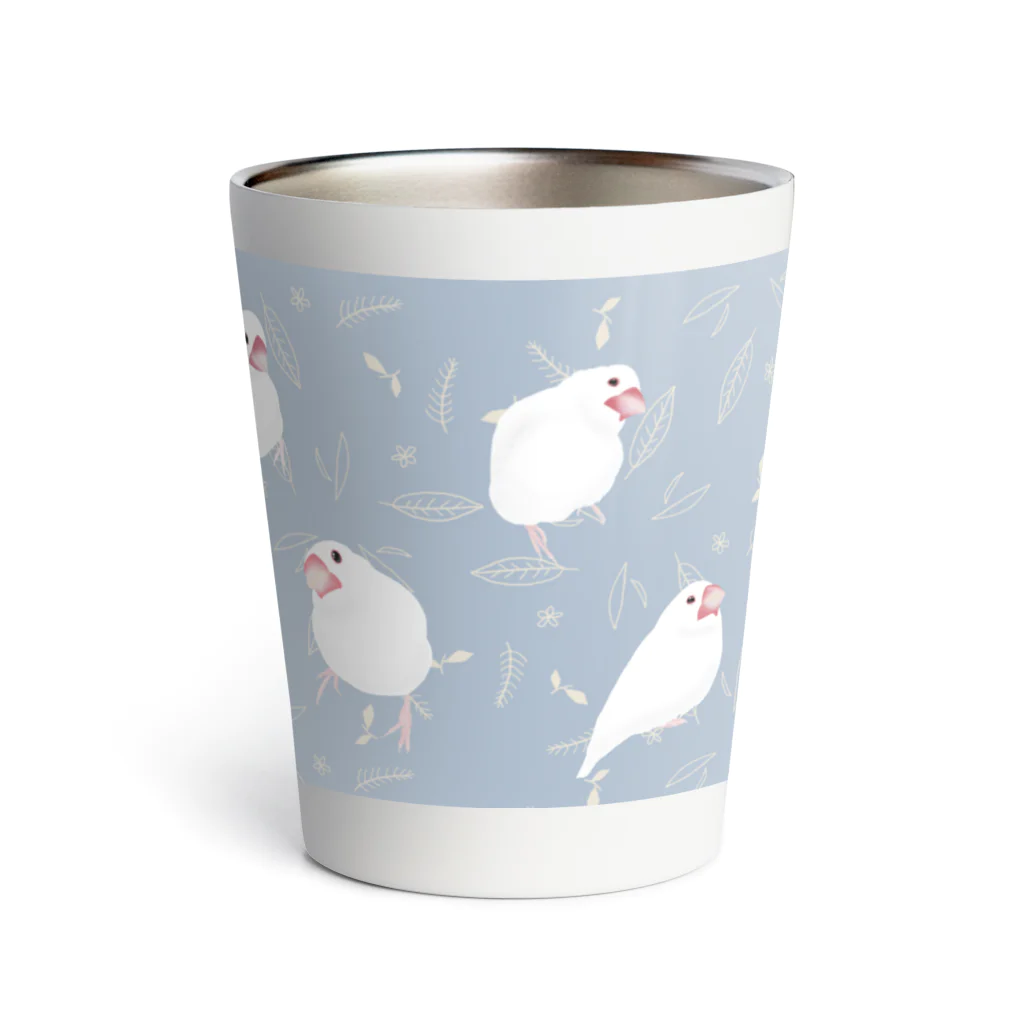 うちの白文鳥 だいぽんの白文鳥 爽やかタンブラー 【青】 Thermo Tumbler