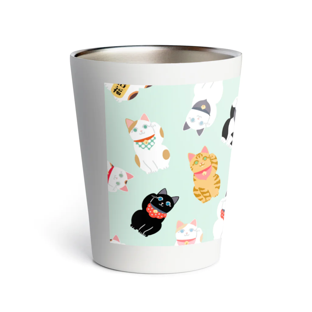 まねきねこSHOPの招き猫　緑 Thermo Tumbler