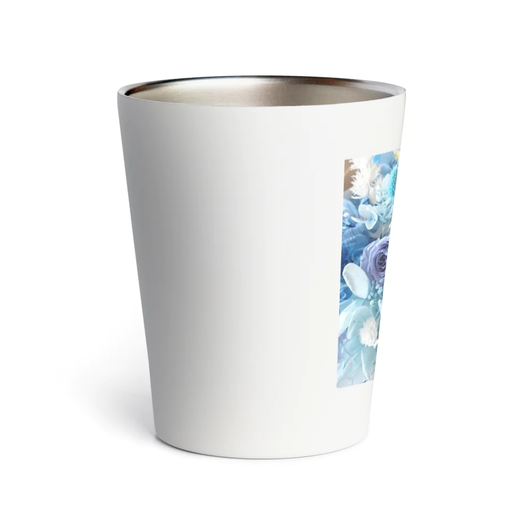 meke flowersのマリンブルーローズのおしゃれな花柄 Thermo Tumbler