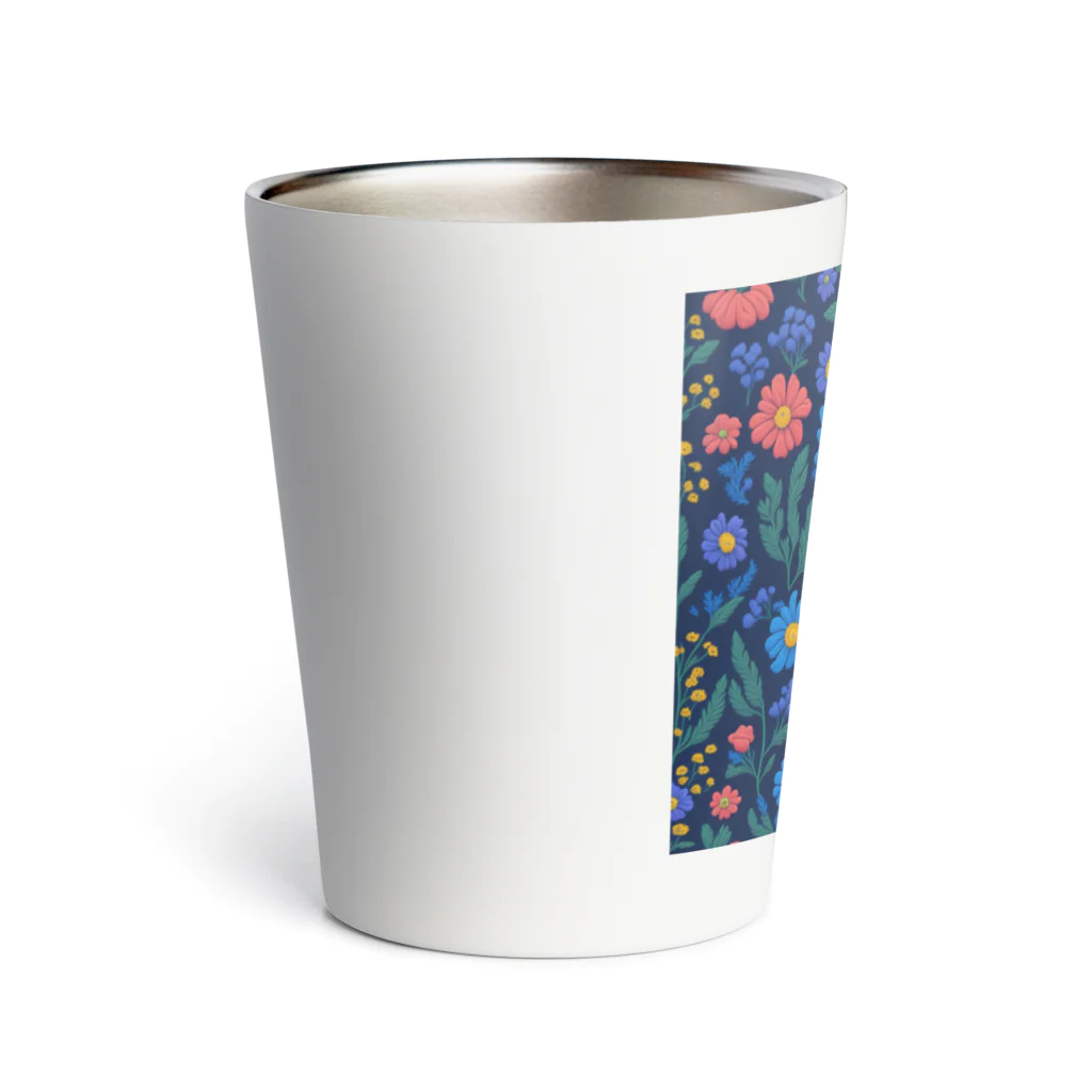 _Anzu_homedecorの3D　花々　ブルー×ピンク Thermo Tumbler