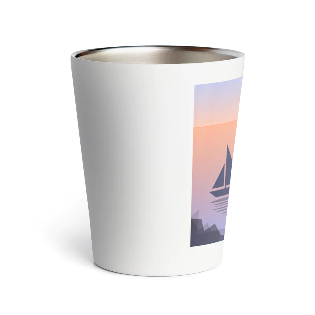 エアレーションの独り言の船と夕陽と海鳥と。 Thermo Tumbler