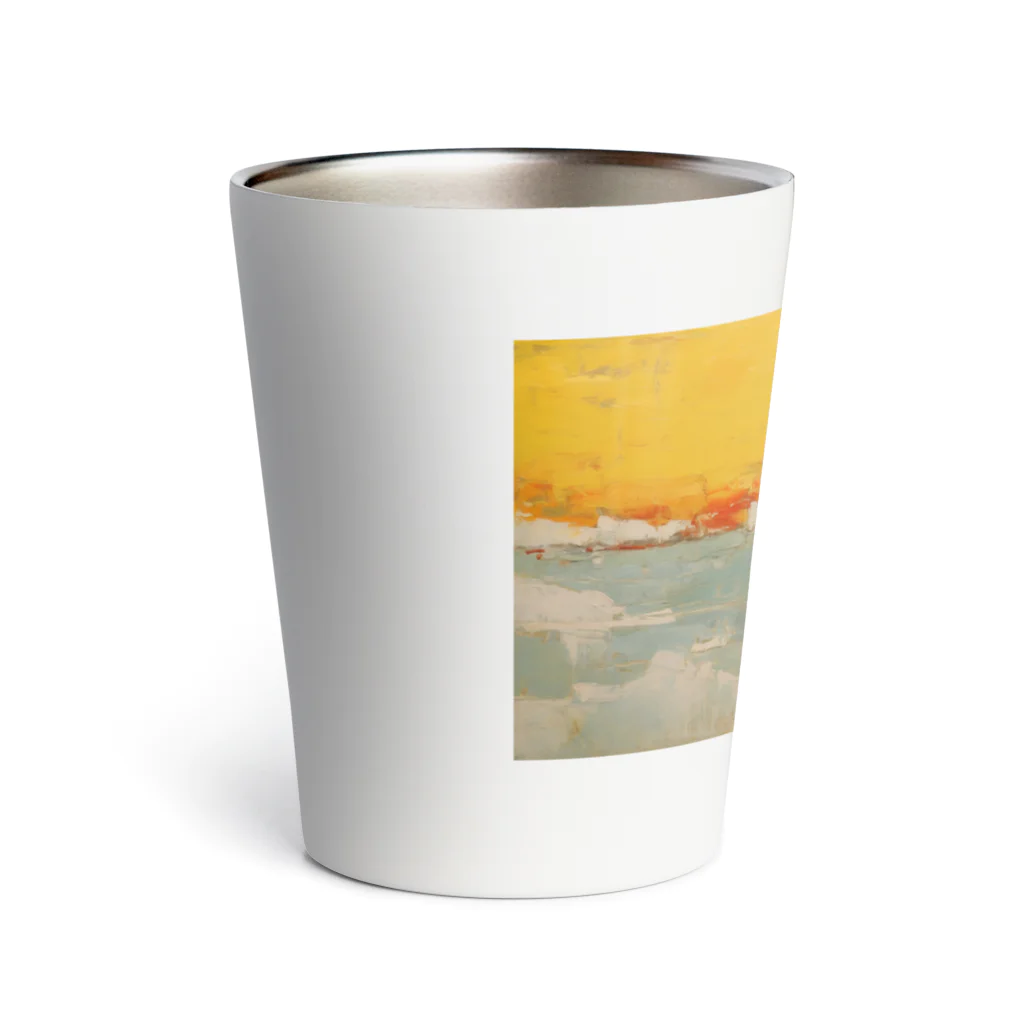 コウテイペンギン至上主義の夕日とコウテイペンギン Thermo Tumbler