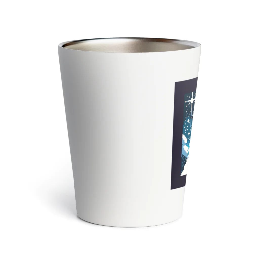 あにどっとの白い犬のドット絵 Thermo Tumbler