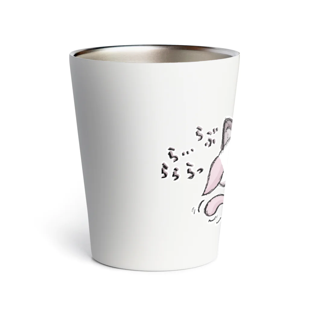 itsuto-こねこしょうしょうめんへらのアナログ「らぶおあらぶ」 Thermo Tumbler