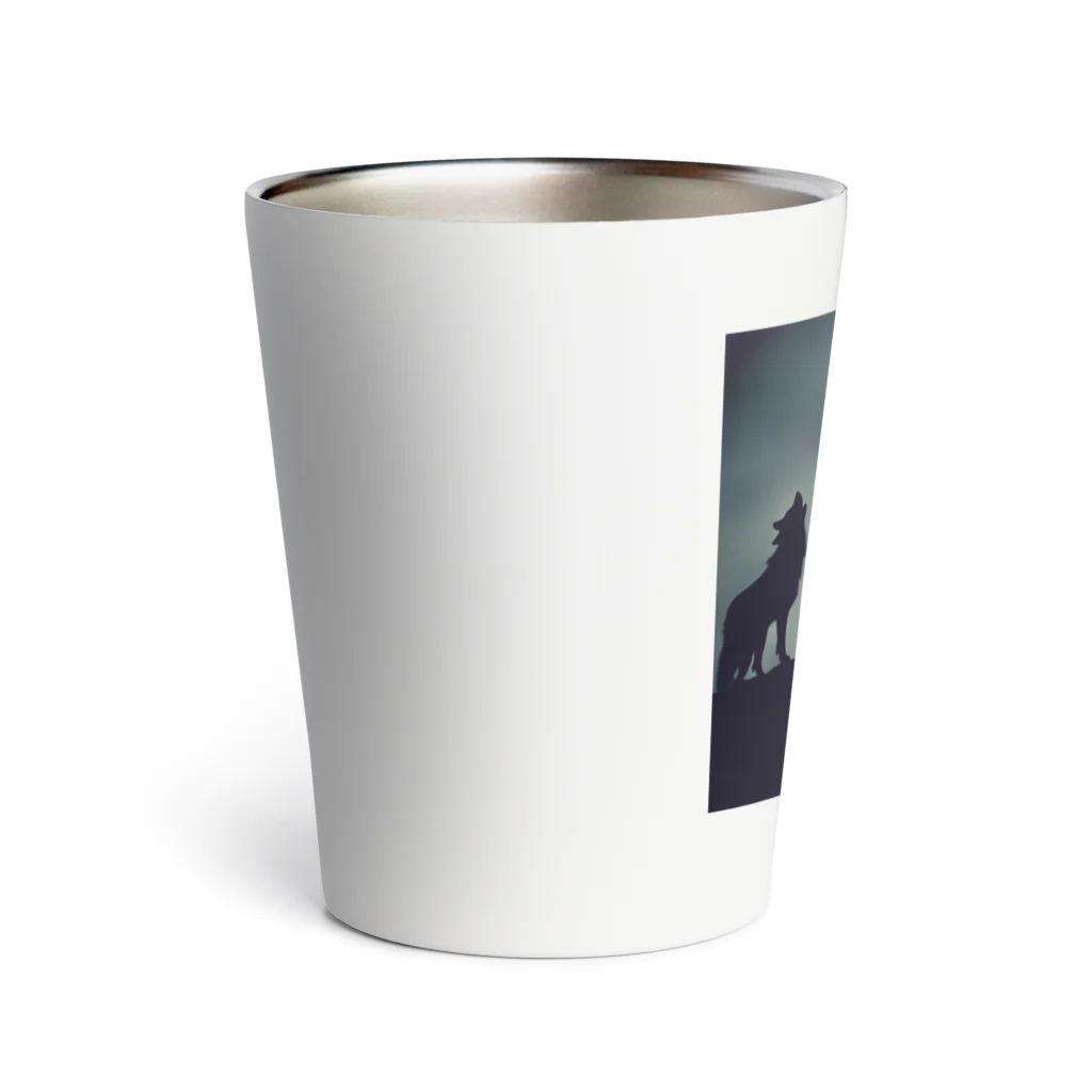 狼ショップの月夜の狼影 Thermo Tumbler