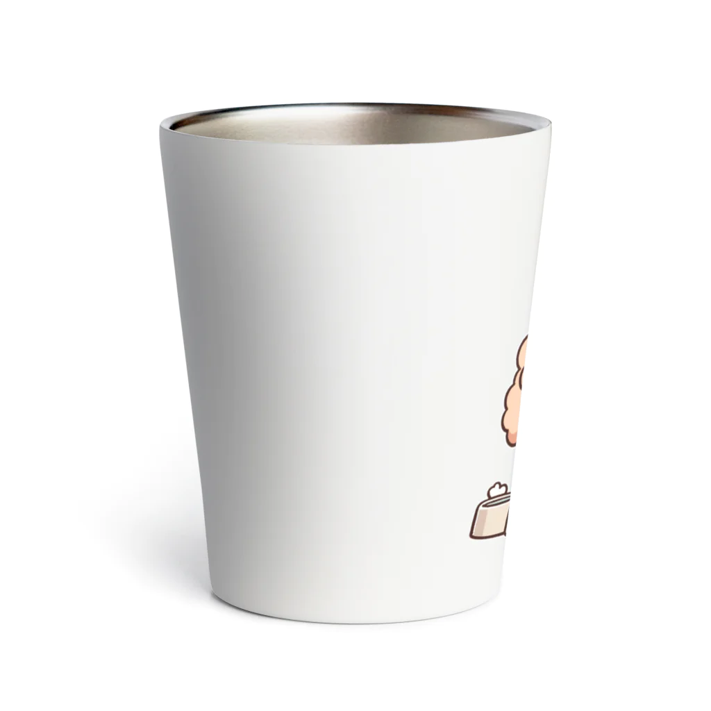 Tokyo_Doodleのもふもふアプリコット　トイプードル　たべる Thermo Tumbler