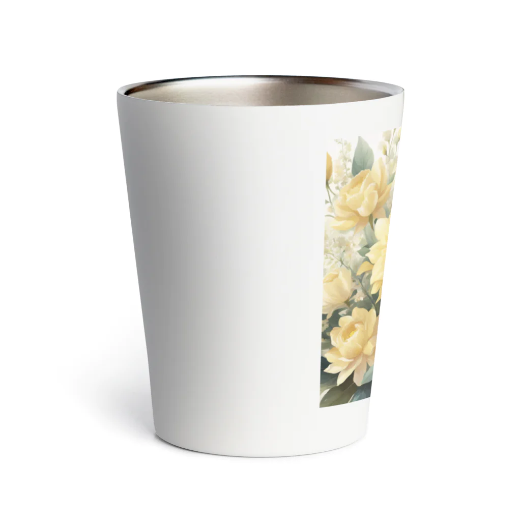 okierazaのペールイエローテーマの花束 Thermo Tumbler