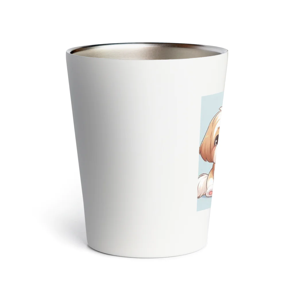 ワンコとにゃんちゃんズのシーズーと白黒にゃんこ Thermo Tumbler