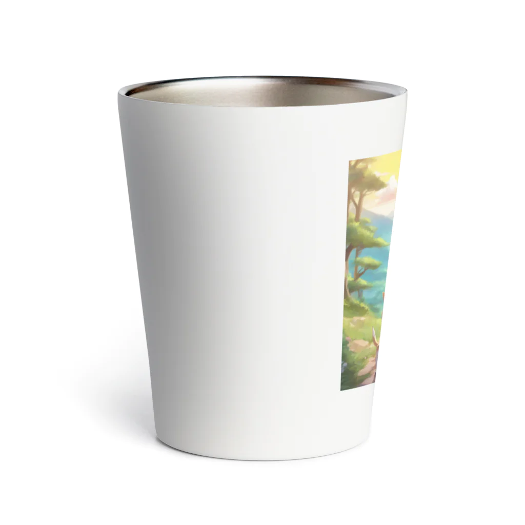 にこにこアニマルズ🐶のチワワと夕焼け散歩 Thermo Tumbler