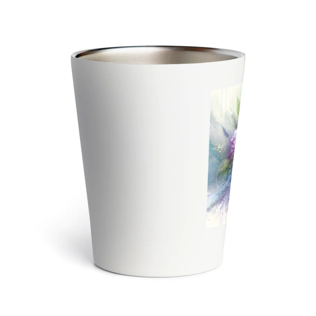 June06の紫陽花と雨【水彩画風シリーズ】 Thermo Tumbler