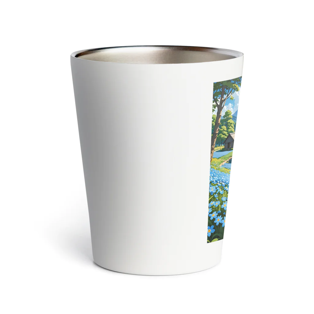 くりちゃんの湖のほとり青の草原 Thermo Tumbler