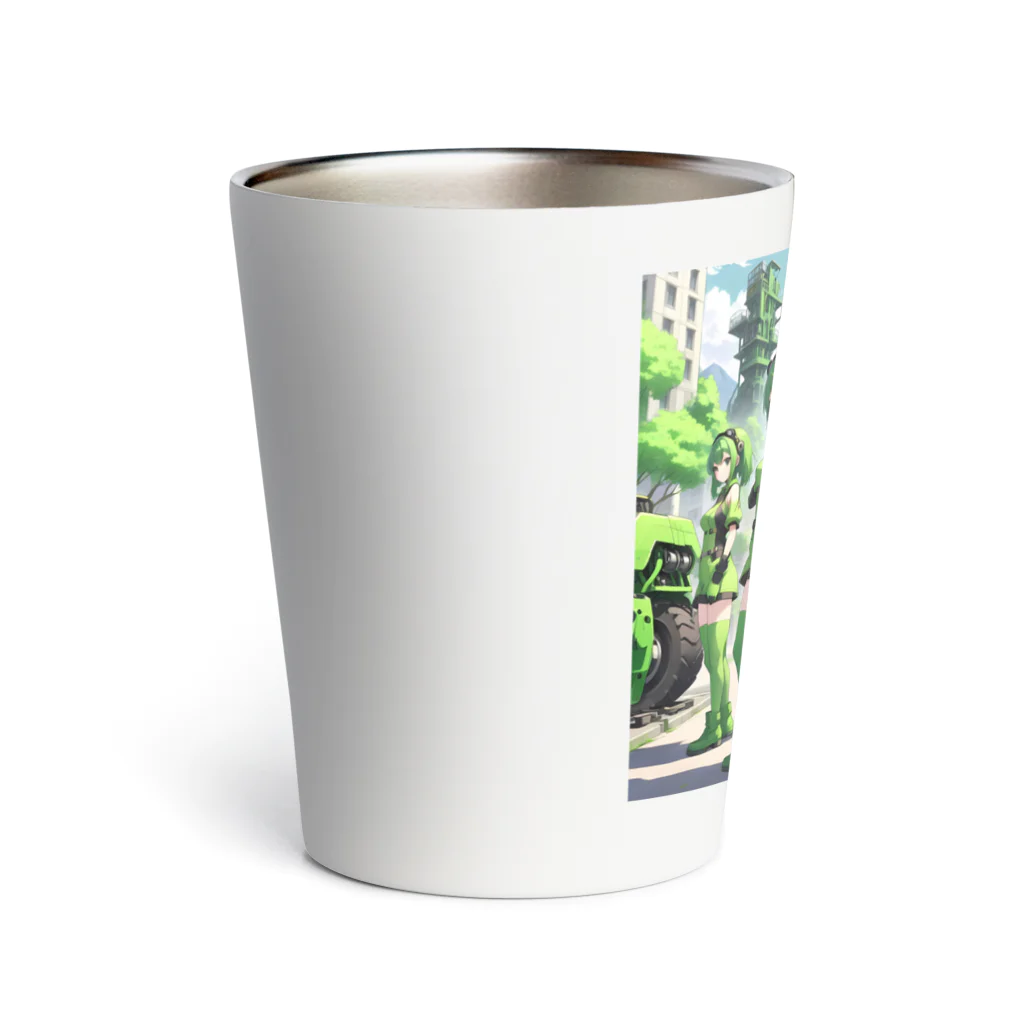 シロクマペンギンのグリーンメカニカルガール Thermo Tumbler