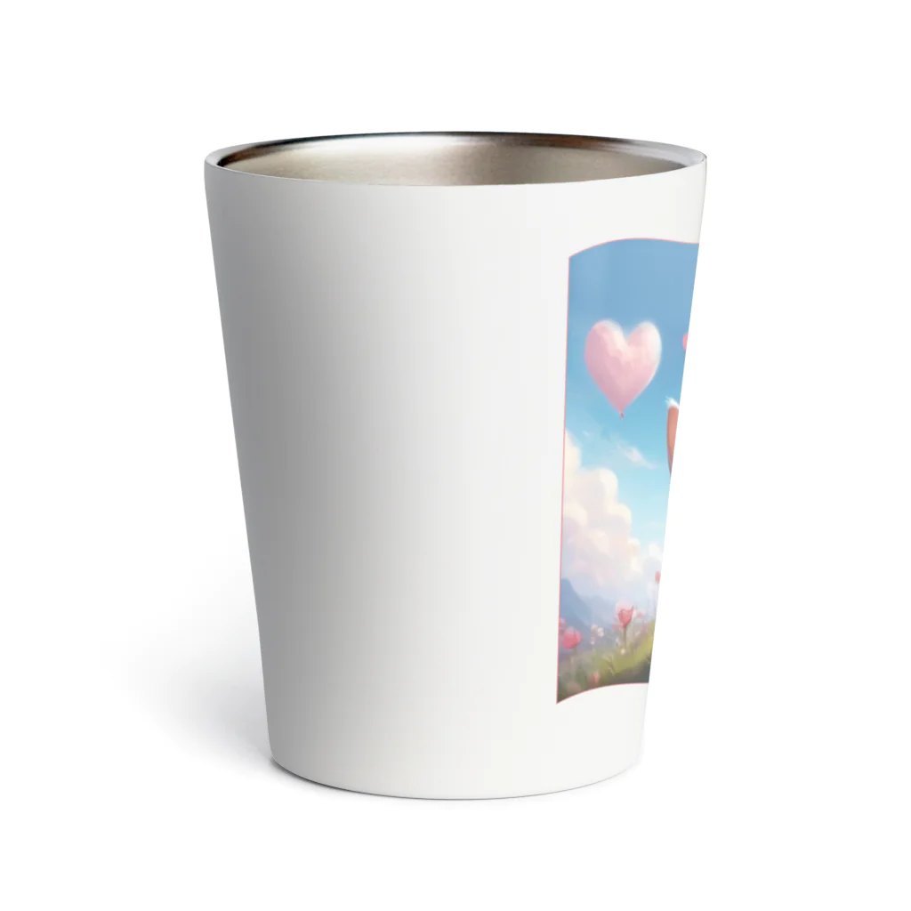 chibi_hikariのCute Kitten with Pink Heart Cloud Thermo Tumbler