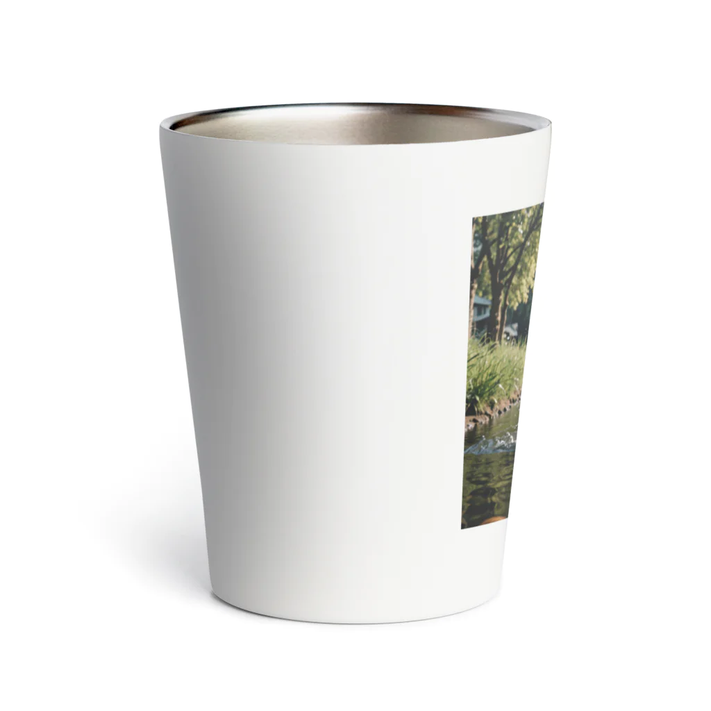 kokin0の水辺を走る犬 dog runnning on the water Thermo Tumbler