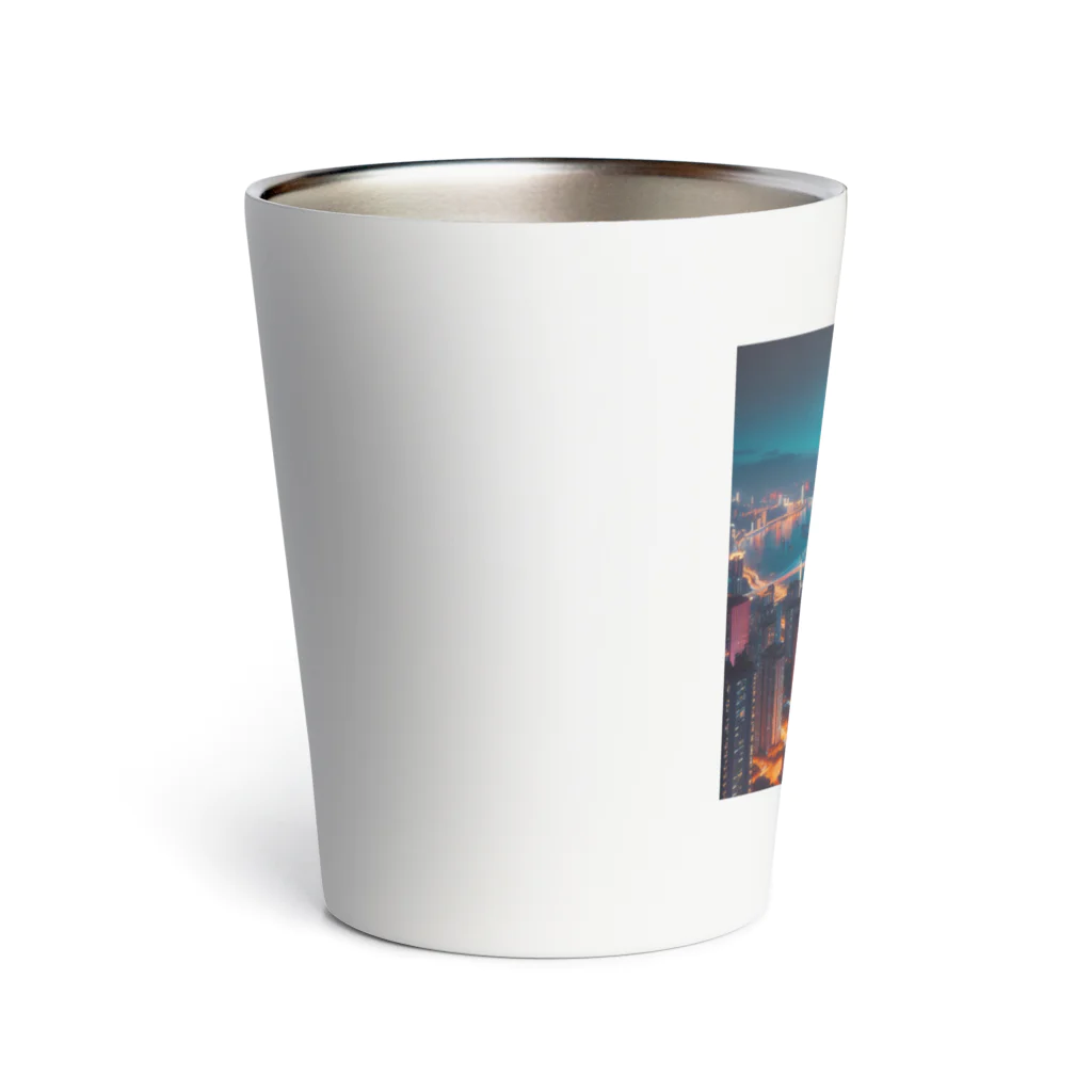 Teesignsの月夜に輝く未来都市 Thermo Tumbler