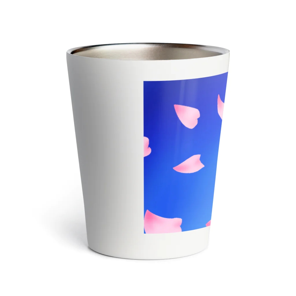 Lily bird（リリーバード）の花びらの舞う青空 Thermo Tumbler