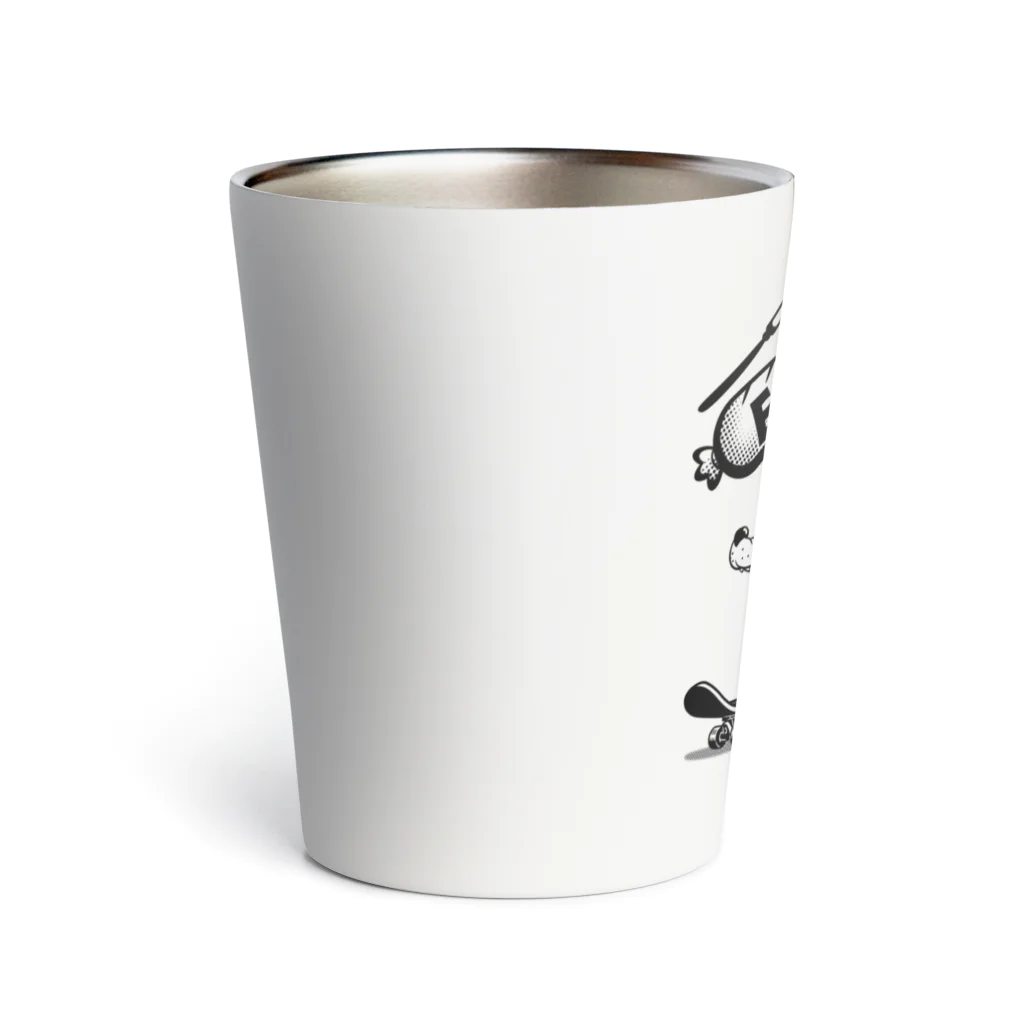 nidan-illustrationのhappy dog -ENJOY- (black ink) Thermo Tumbler