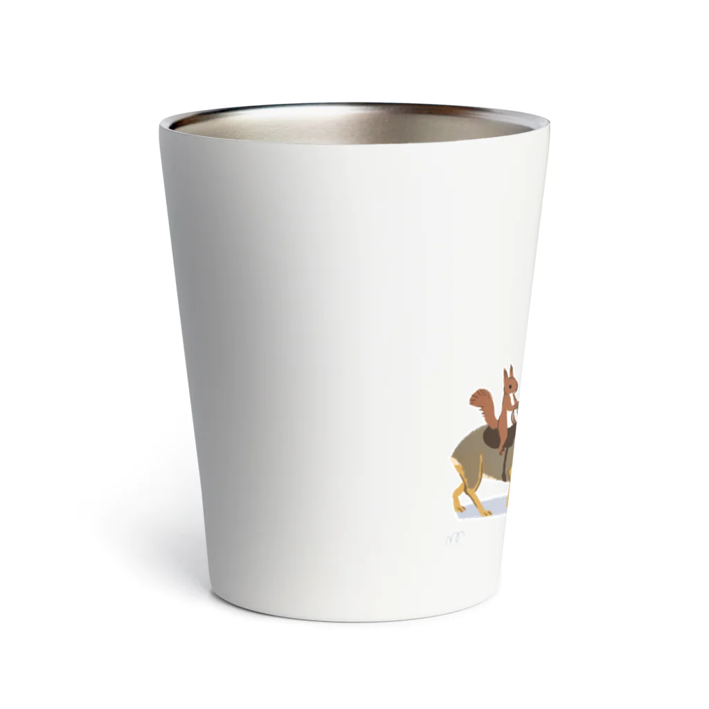 ねずりすSHOPの乗カピバラするマーモットと乗マーラするリス Thermo Tumbler