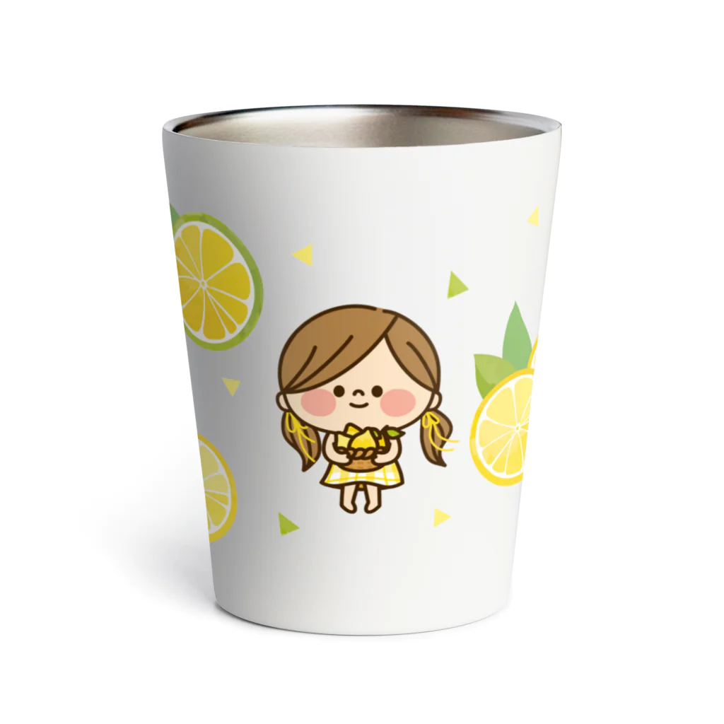 アグリム@かわ主婦スタンプ制作中のかわいい主婦の1日 レモン柄 Thermo Tumbler