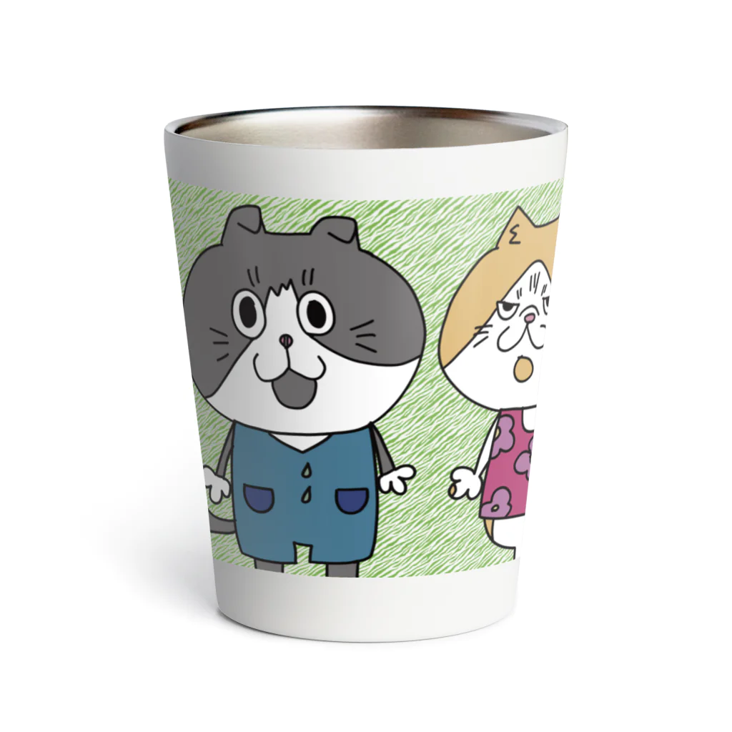 ねこネコ猫cat. 偉人∞の草原ネコ　３匹 Thermo Tumbler