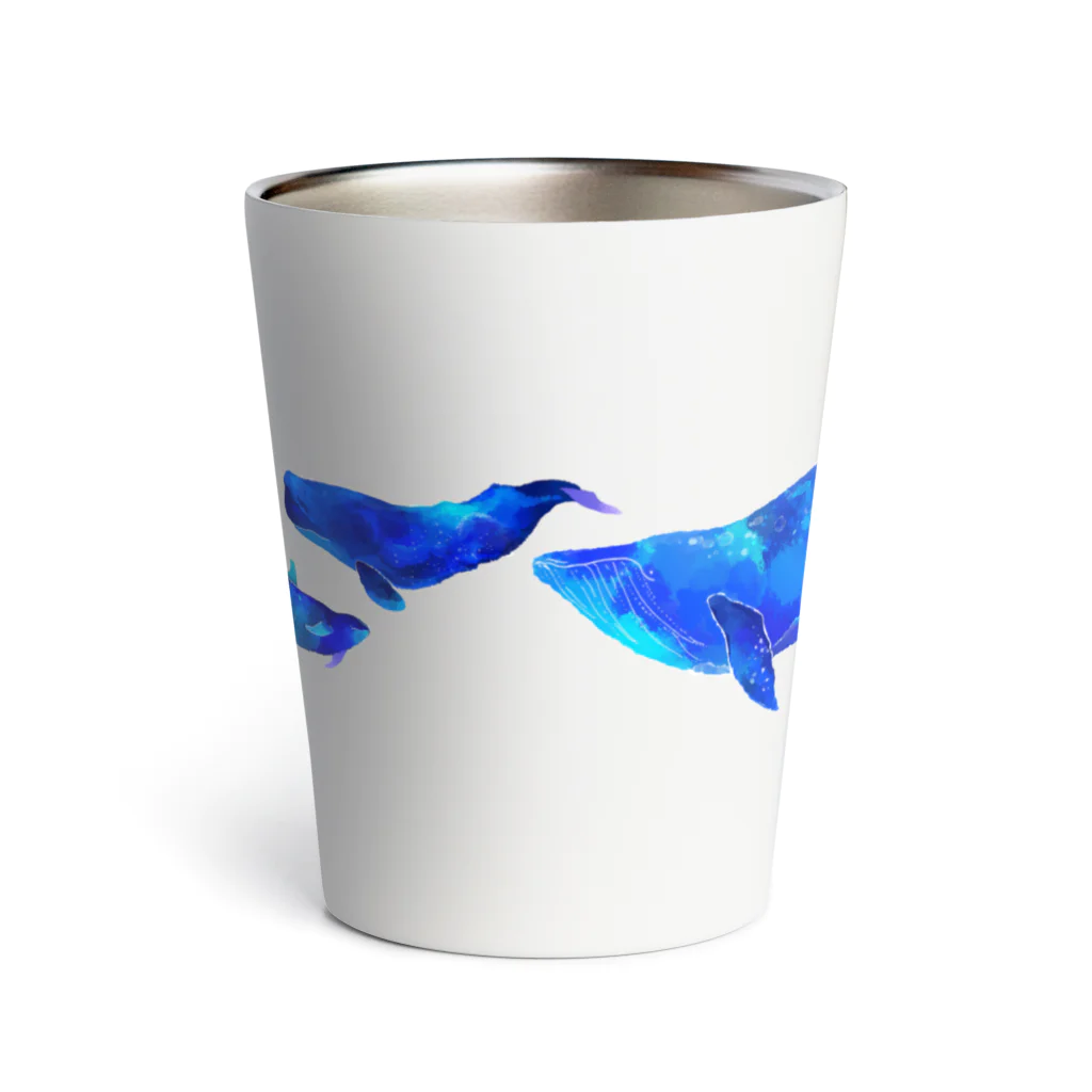 まつおるかグッズの星空ぽいクジラたち（ヨコ） Thermo Tumbler