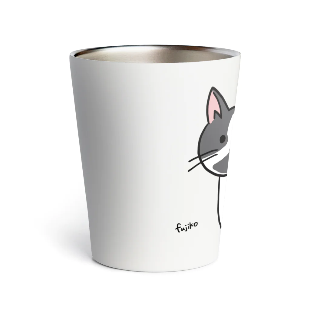 フジコの白黒おかめねこちゃん Thermo Tumbler