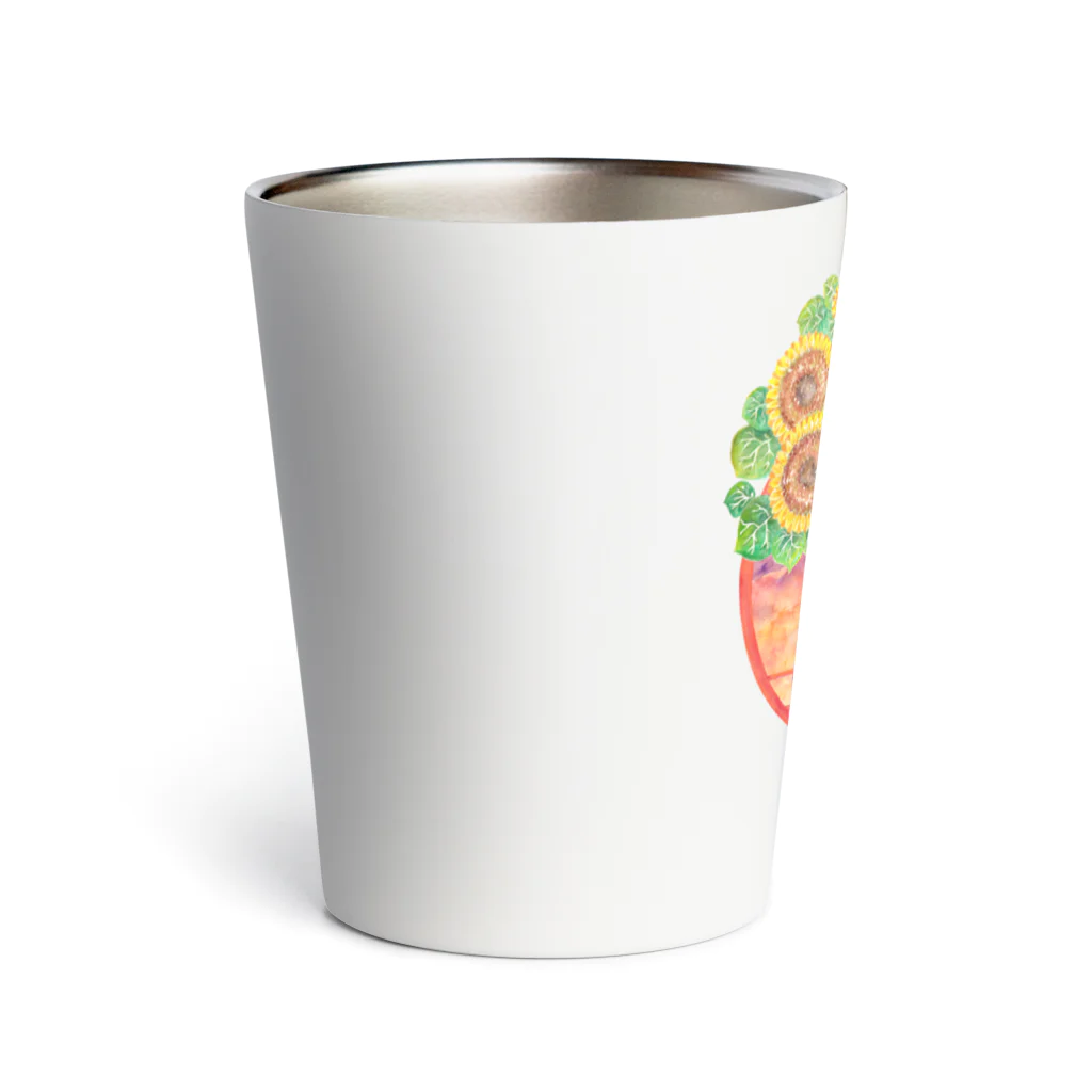 星架月の「窓際の夏」夕焼け・向日葵縁・浴衣の女の子 Thermo Tumbler