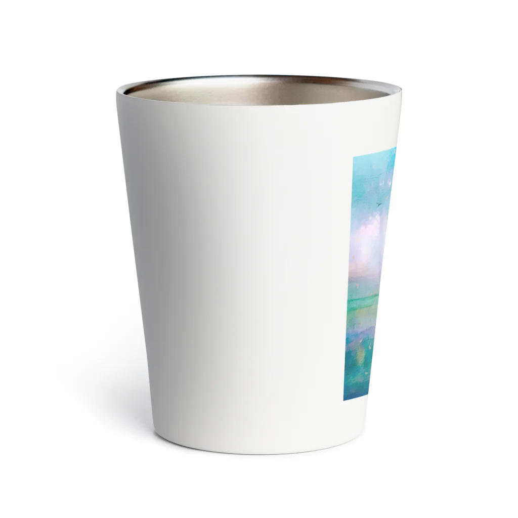 【ホラー専門店】ジルショップの油絵風の癒しデザイン(ターコイズブルー) Thermo Tumbler