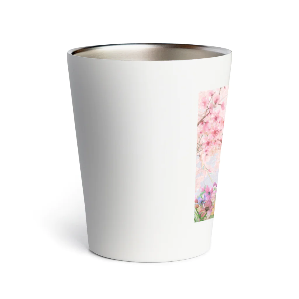 canvaアートデザインの桜とねこ Thermo Tumbler