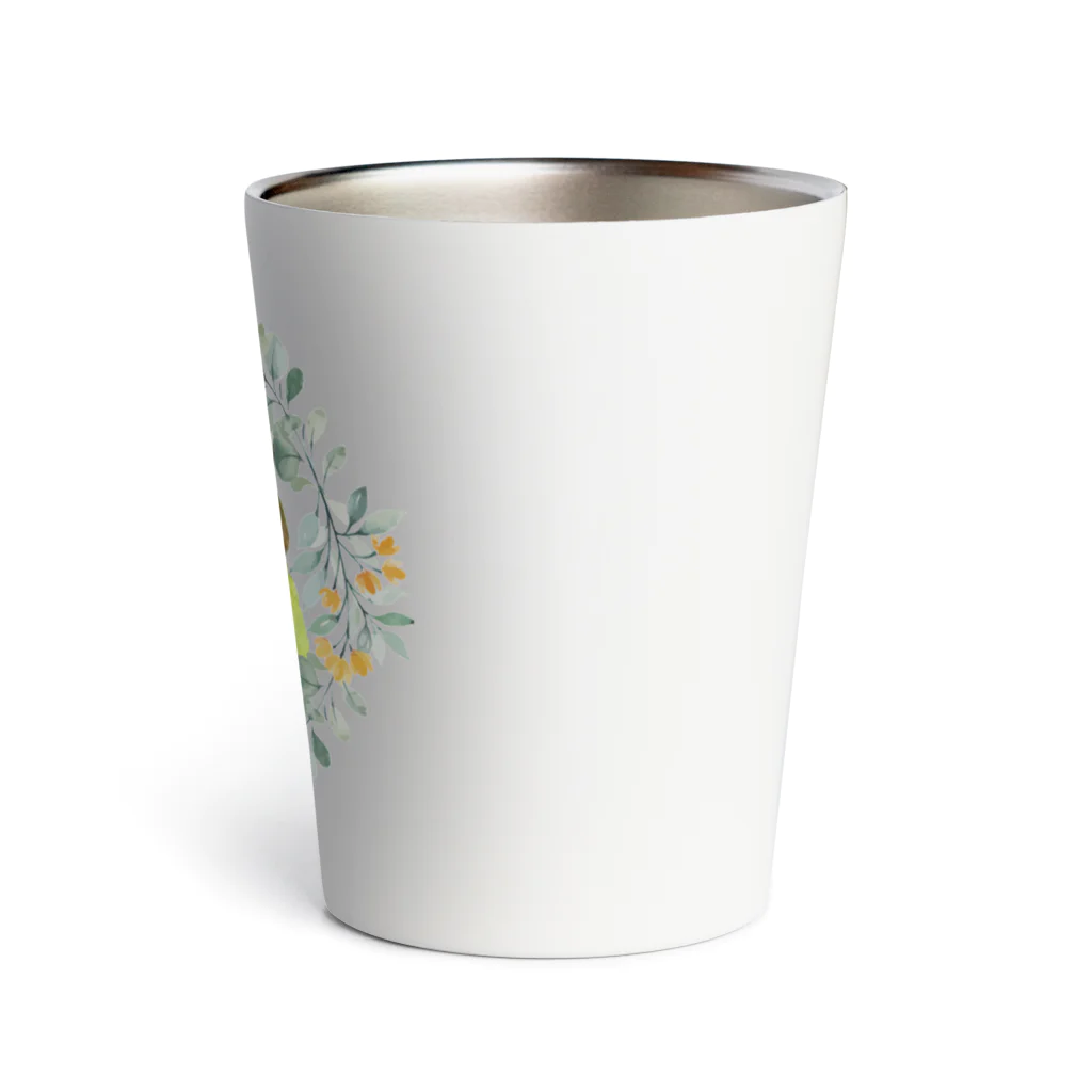 mariechan_koboの020 クロカミインコ(ハイブリッド)　オレンジ小花のリース Thermo Tumbler