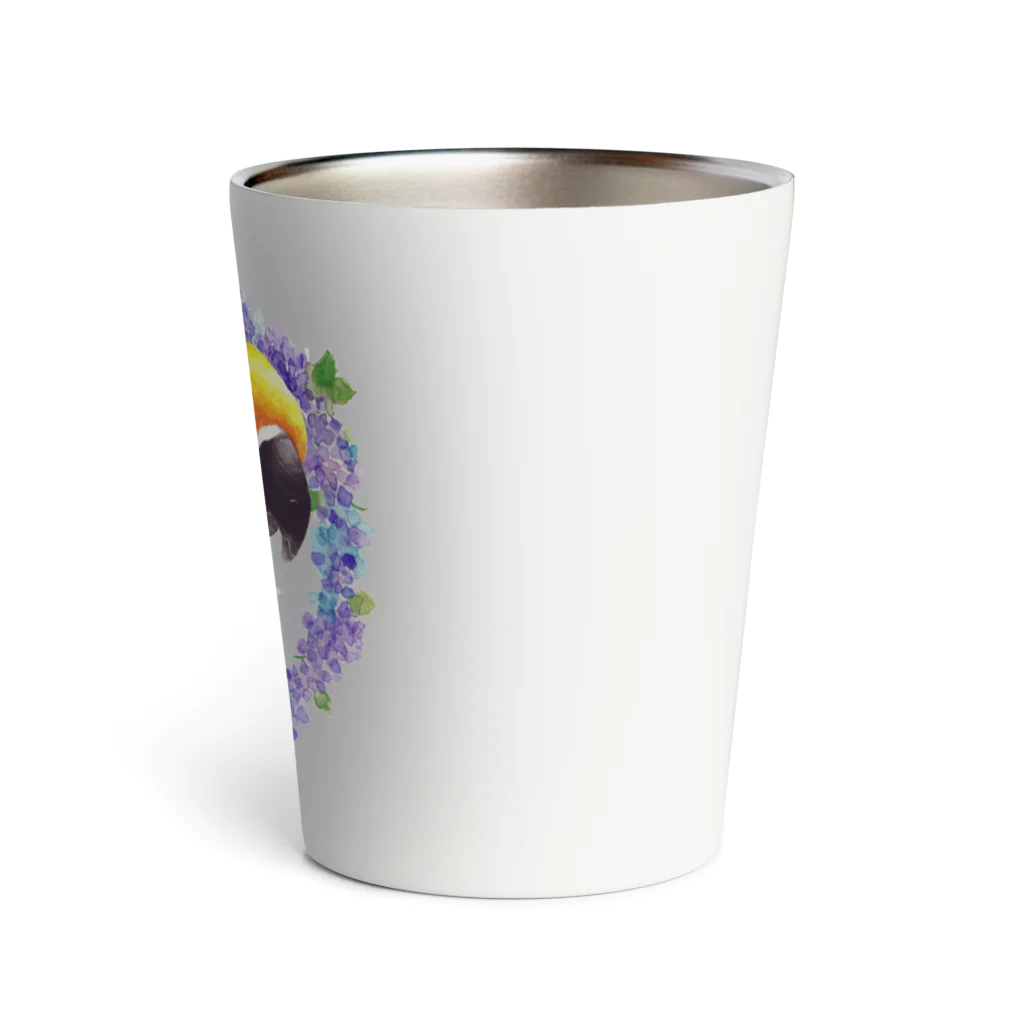 mariechan_koboの019 コガネメキシコインコ③ 紫陽花リース Thermo Tumbler