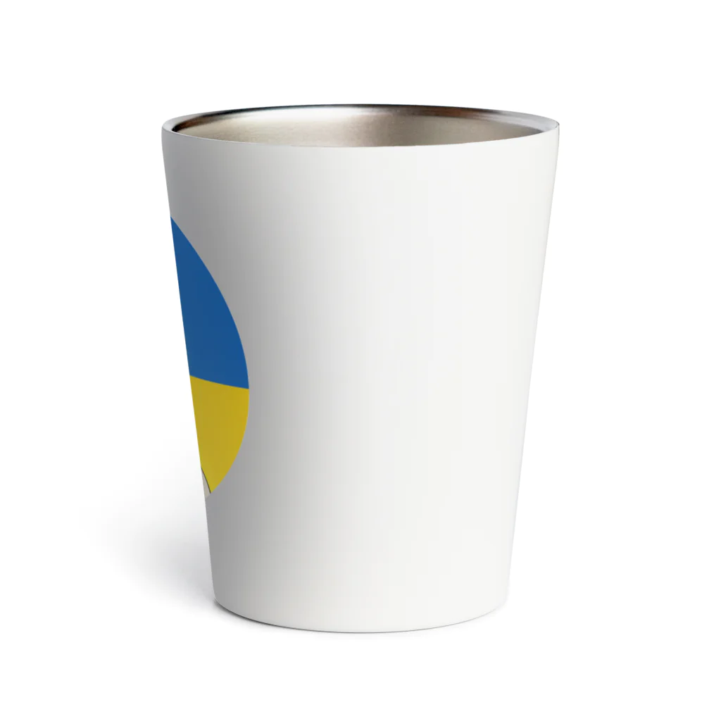 諭苑のSUZURI店のLove＆Peace観世音菩薩ウクライナ国旗背景 Thermo Tumbler