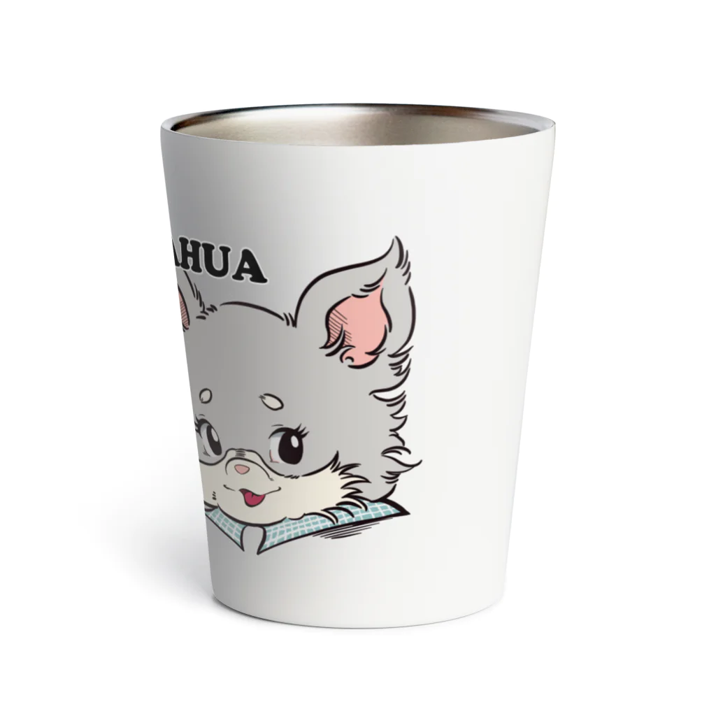 チャリティーグッズ-犬専門デザインのチワワ-チョコタン&ブルーグレー・イザベラタン「I♡CHIHUAHUA」 Thermo Tumbler