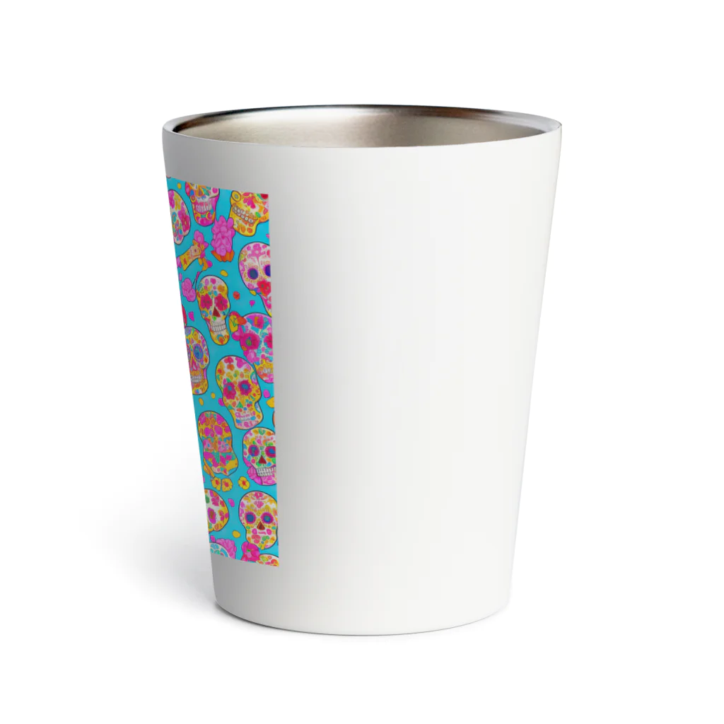 R&N Photographyのシュガースカルのかわいいカラフルなパターンのフィギュア Thermo Tumbler