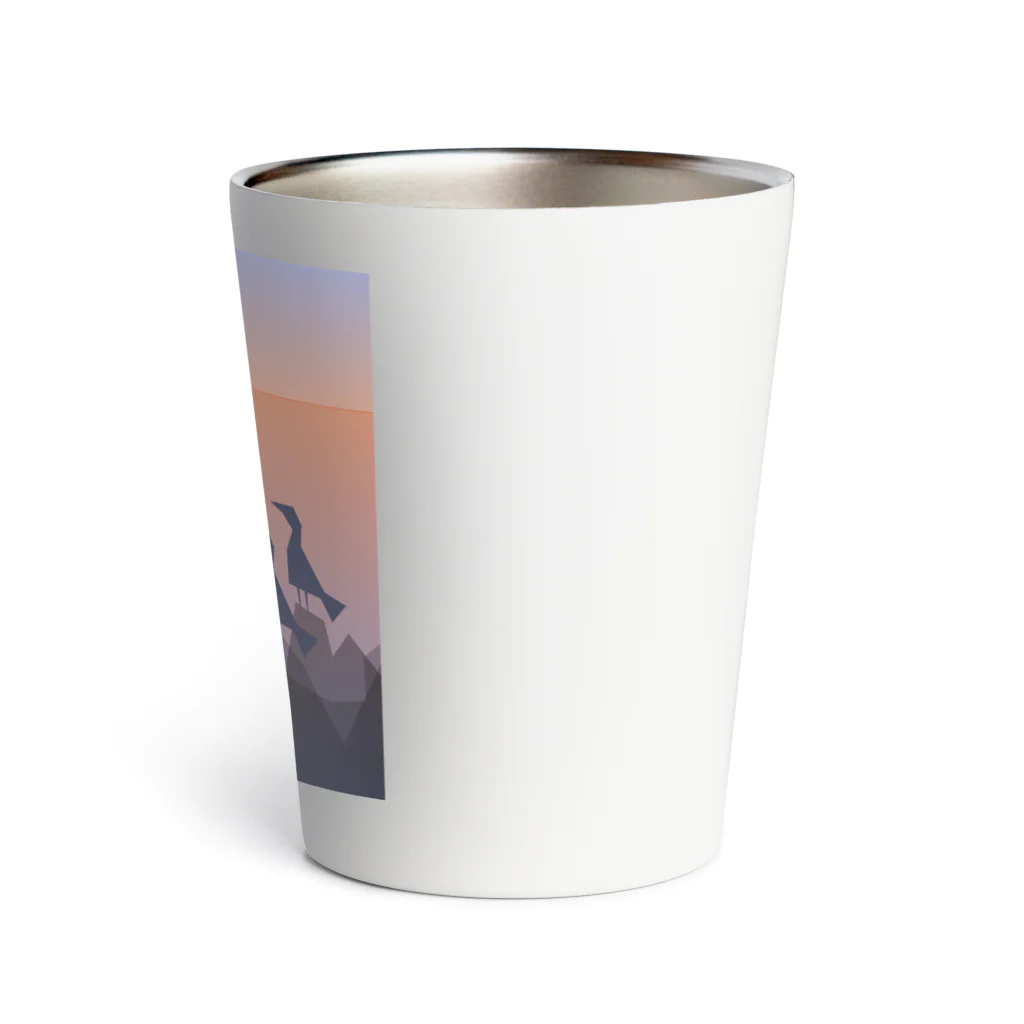 エアレーションの独り言の船と夕陽と海鳥と。 Thermo Tumbler