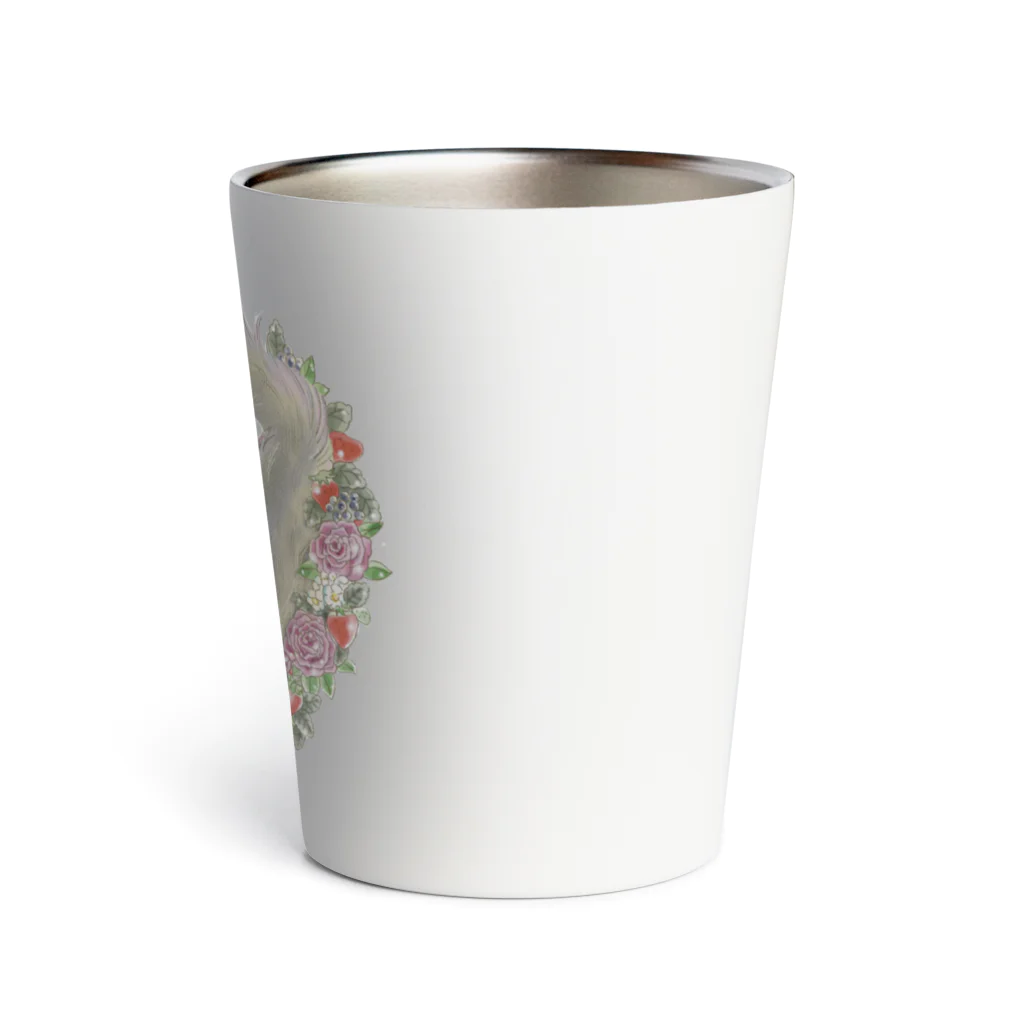 猫のきぬくんのお店のお花のリースとにゃんこ Thermo Tumbler