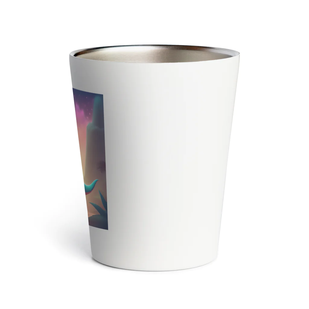 春乃遊羽アイディアイラストショップの可愛いティラノサウルス Thermo Tumbler